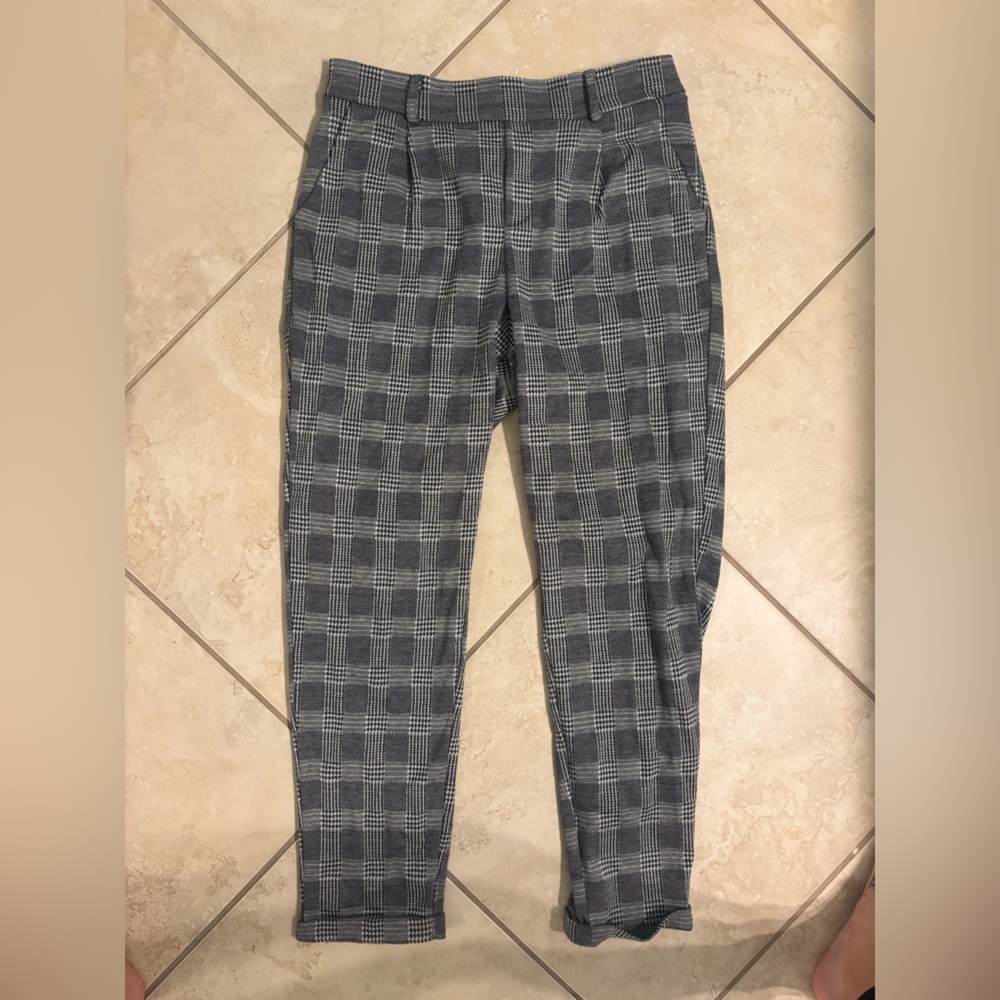 Ambiance Black and Gray Checkered Trousers